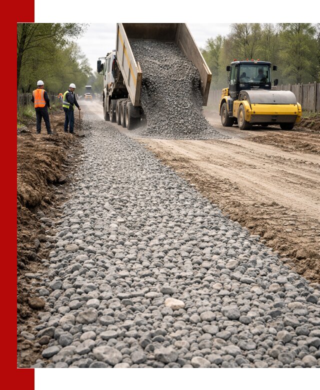Доставка щебня для отсыпки дорог в Кингисеппе высокого качества