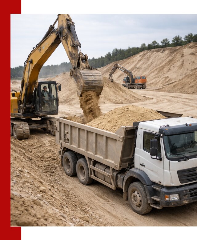 Доставка карьерного песка с самосвалами и разгрузкой в Кингисеппе