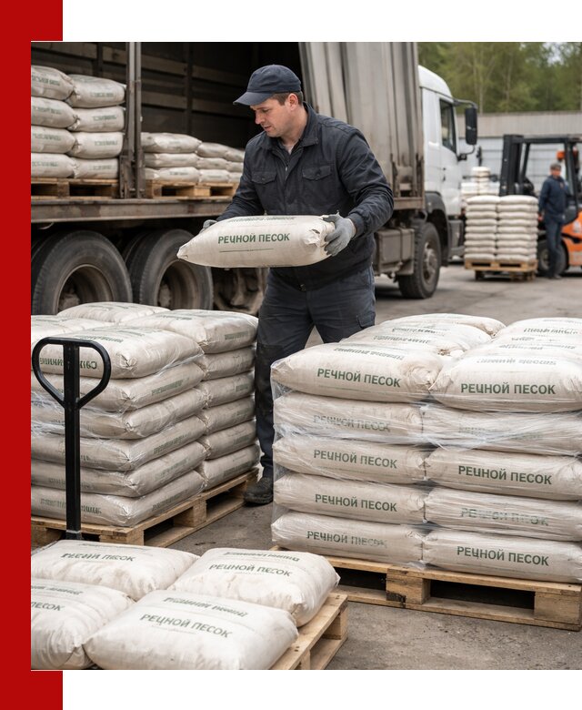 Речной песок в мешках с доставкой в Кингисеппе