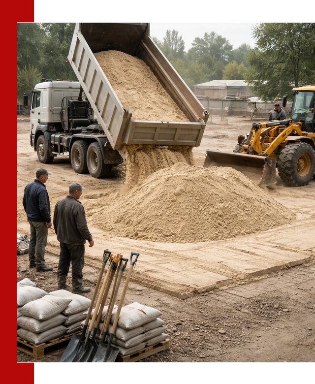 Доставка мытого песка в Кингисеппе с самосвалами по выгодной цене