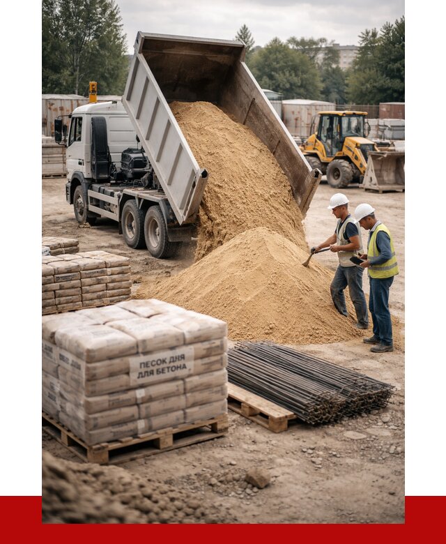 Песок для бетона в Кингисеппе от 2596 р. с доставкой, ПРОНЕРУДКгп