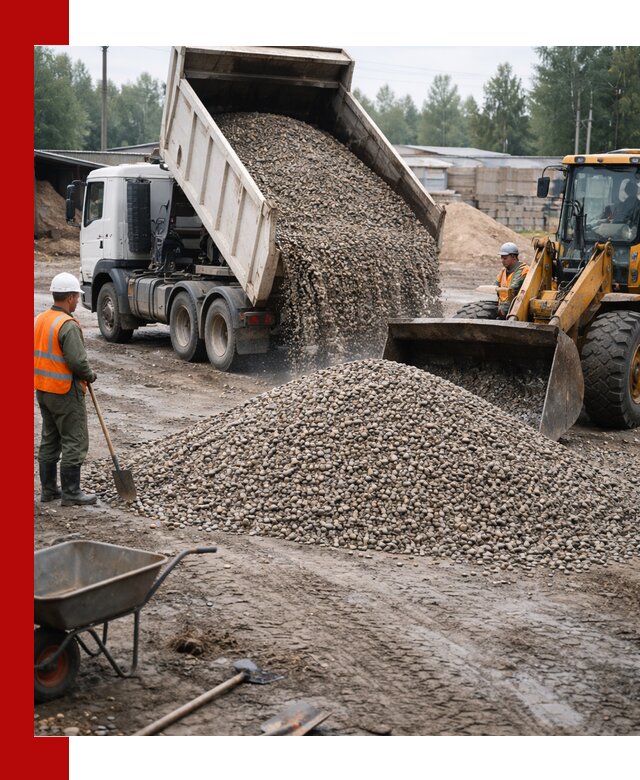 Мытый гравий с доставкой в Кингисеппе от карьера до участка