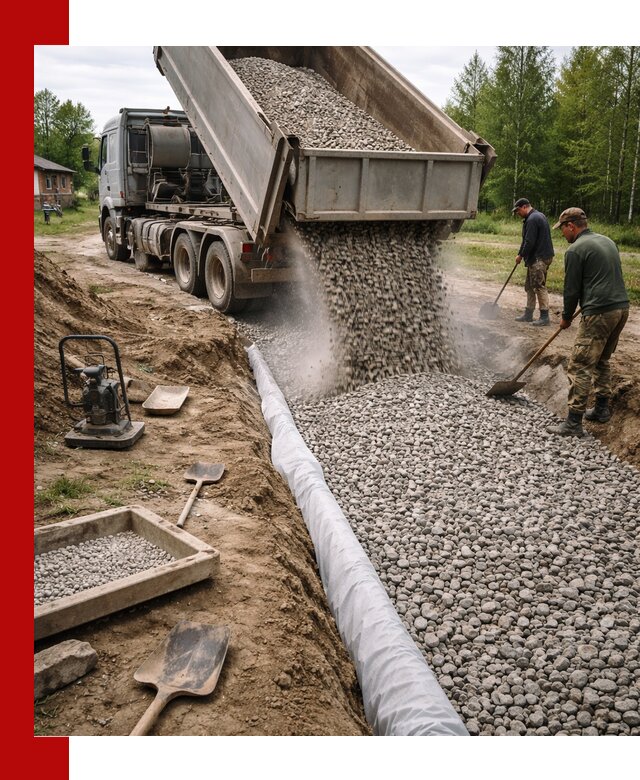 Гравий для дренажа с доставкой в Кингисеппе качественный и недорогой
