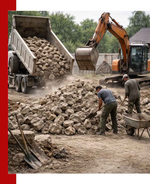 Доставка и разгрузка бутового камня в Кингисеппе