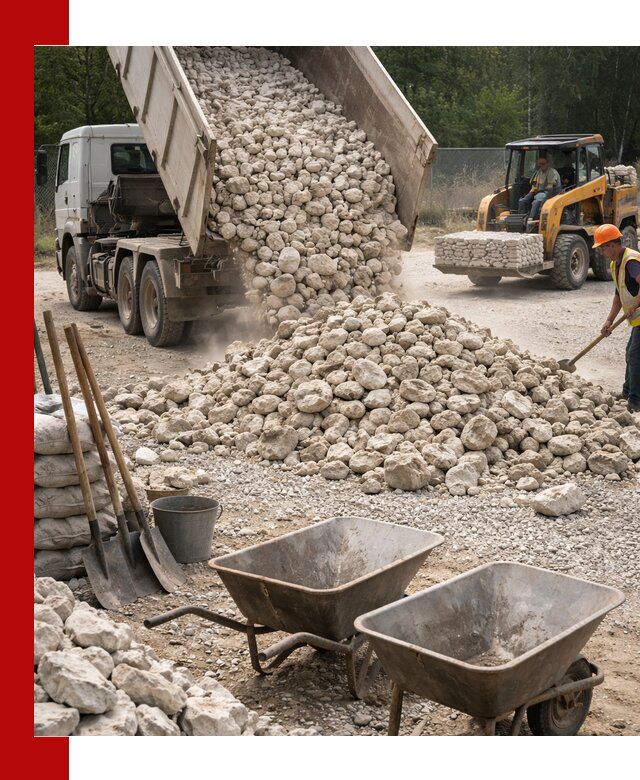 Доставка и продажа бутового известнякового камня в Кингисеппе