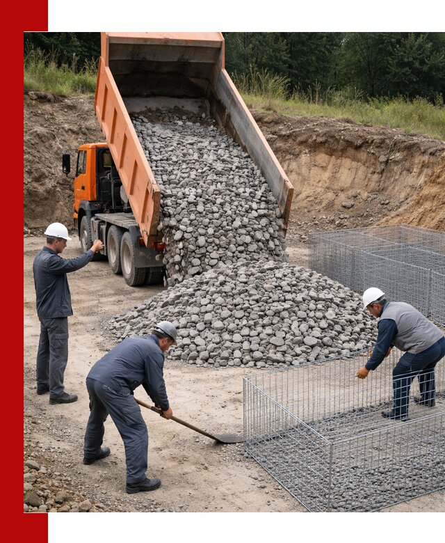 Камень для габионов с доставкой в Кингисеппе быстро и надёжно