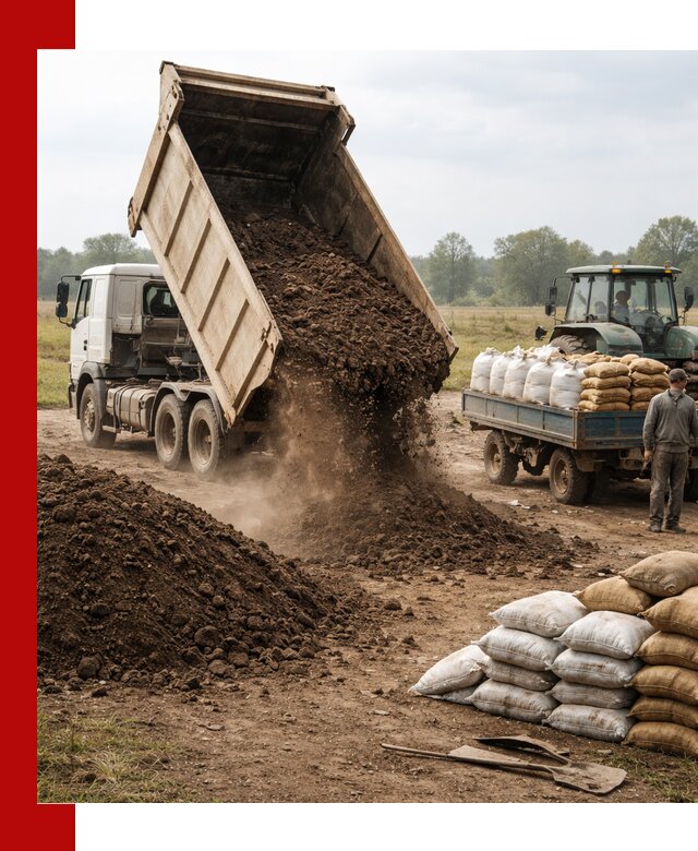 Доставка грунта и удобрений оптом в Кингисеппе для сельхоз и строительства