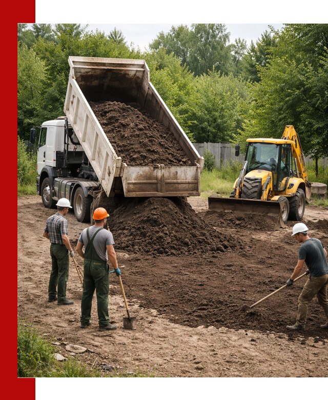 Доставка и укладка грунта для выравнивания участка в Кингисеппе