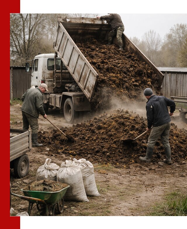 Доставка коровьего навоза самосвалом в Кингисеппе