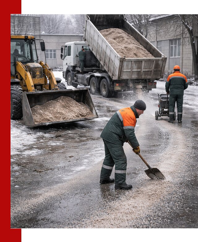 Реагент против гололеда с доставкой и нанесением в Кингисеппе