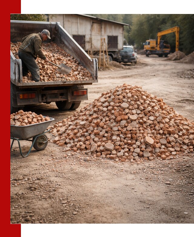 Доставка и подушка из боя кирпича с разгрузкой в Кингисеппе