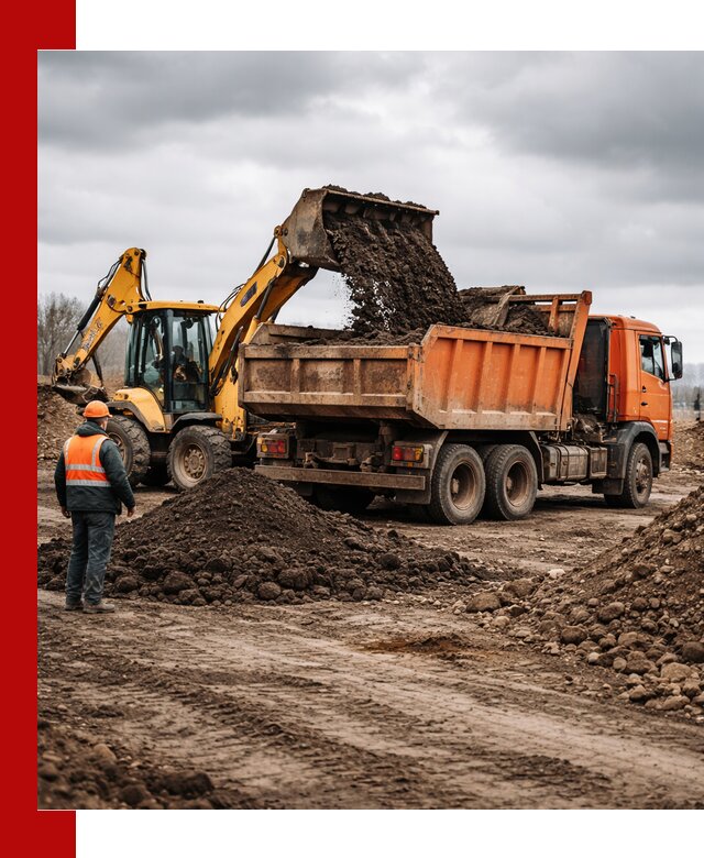 Вывоз грунта и строительного мусора в Кингисеппе грузовыми самосвалами