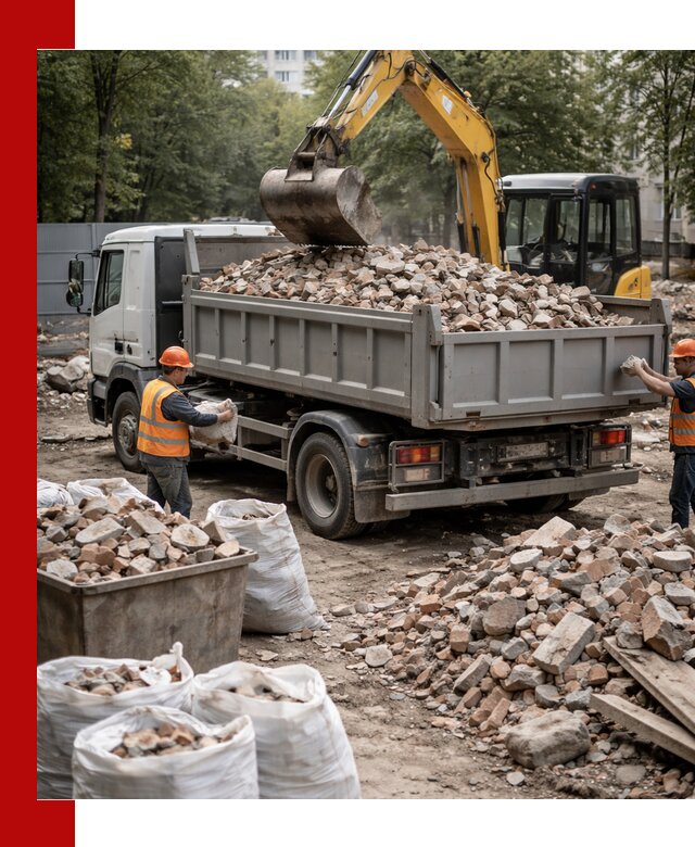 Вывоз строительного мусора в Кингисеппе с самосвалами и контейнерами
