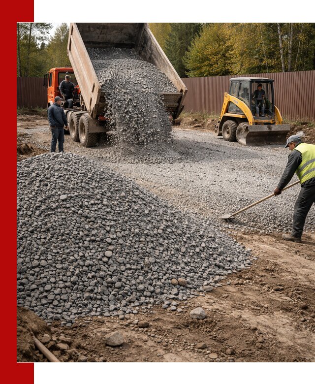 Отсыпка участка щебнем с доставкой и уплотнением в Кингисеппе